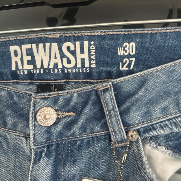 NWT Rewash Juniors Lace-up Skinny Jeans Blue Frayed Hem 30" x 27" - Picture 5 of 7